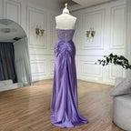 2025 Arabic Lilac Halter Neck Side Split Mermaid Luxury Dubai Evening Gown Beaded Dress for Women's Party LA72668
