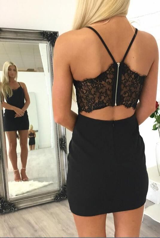 Little black dress short homecoming dress black homecoming dress S1189