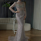 2025 Saudi Arabic Elegant Pink Mermaid Beaded Long Evening Gown for Formal Occasion LA72754