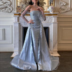 Arabisches Abendkleid Silbergrau Frau Hochzeitsfeier Ballkleider LA72705
