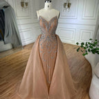 2025 Turquoise Strapless Mermaid Saudi Evening Dress Gown With Overskirt for Formal Occasion LA72880