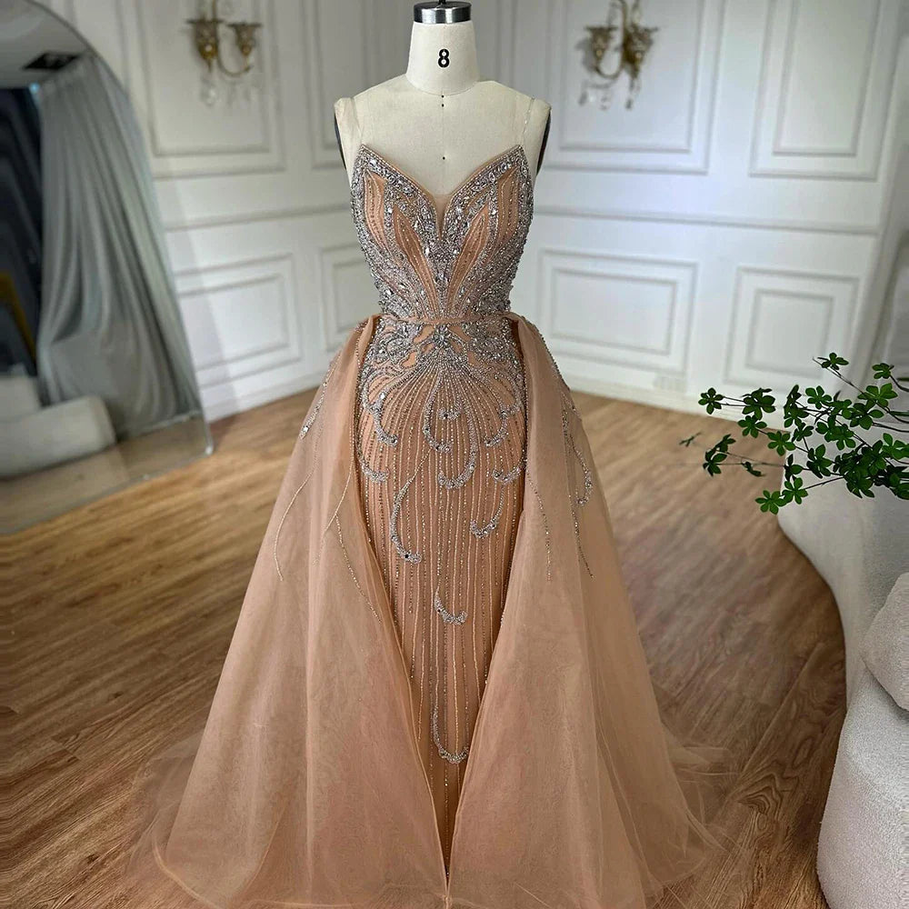 2025 Turquoise Strapless Mermaid Saudi Evening Dress Gown With Overskirt for Formal Occasion LA72880
