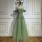 2025 Off The Shoulder A-Line Caramel Beaded Luxury Evening Dress for Formal Occasion Saudi LA72709