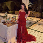 Elegante vestido de noche para niña, estilo árabe, rosa, con flores 3D, sin mangas, con abertura lateral, para fiesta de graduación, LA72568