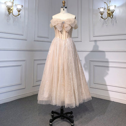 Vestido de noche elegante color caramelo, corte A, largo hasta los tobillos, con cuentas y apliques, para mujer, vestido formal de fiesta LA71732 
