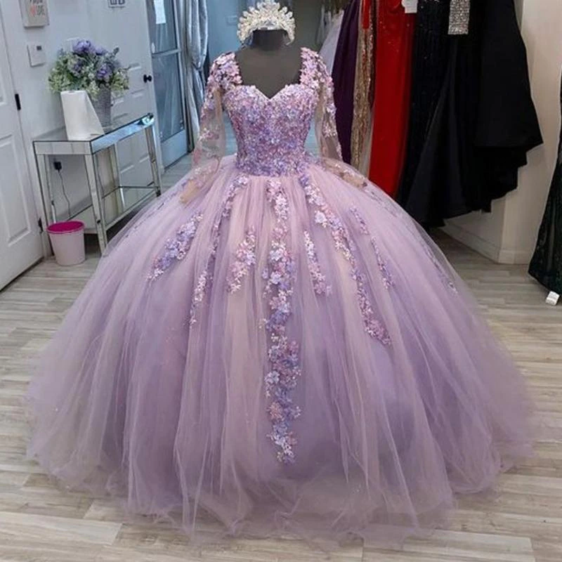 Vintage Ballkleid Lavendel Spitze Tüll Sweet 16 Kleid Y809