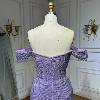 Elegantes vestidos de noche morados con tul sin mangas para ocasiones formales 2025 LA72790 