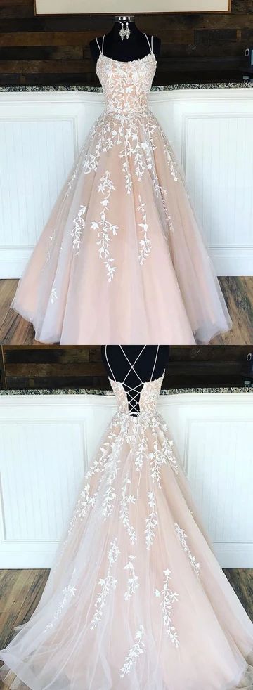Vestido de noche largo de tul con encaje hecho a medida S4461