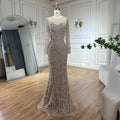 2025 Nude Mermaid Luxury Pearls Beaded Arabic Evening Gowns for Formal Occasion Dress LA72648