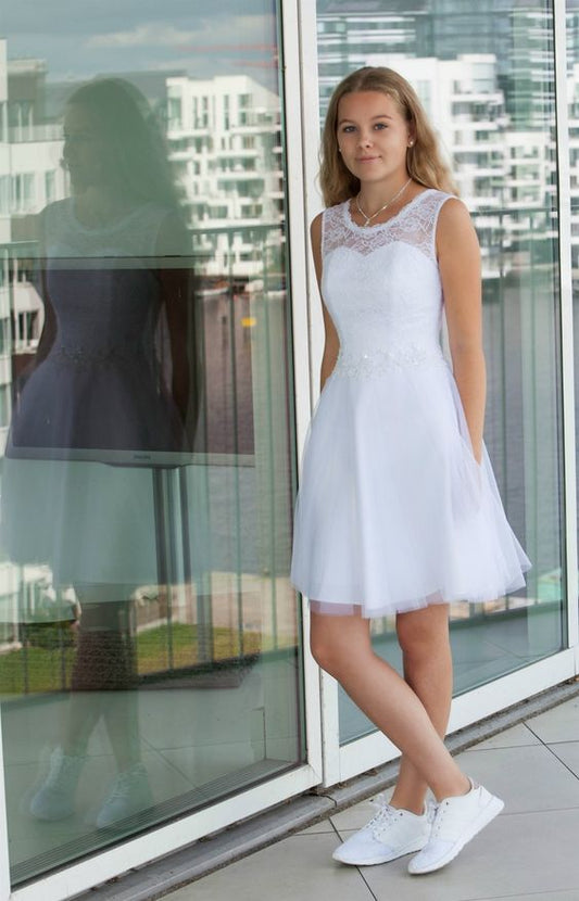 Vestido de fiesta blanco sexy con encaje S53