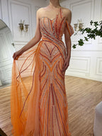 2025 Arabisch Blau One-Shoulder Luxus Dubai Abendkleid mit Seite Überrock Perlen Kleid für Frauen Party LA72662 