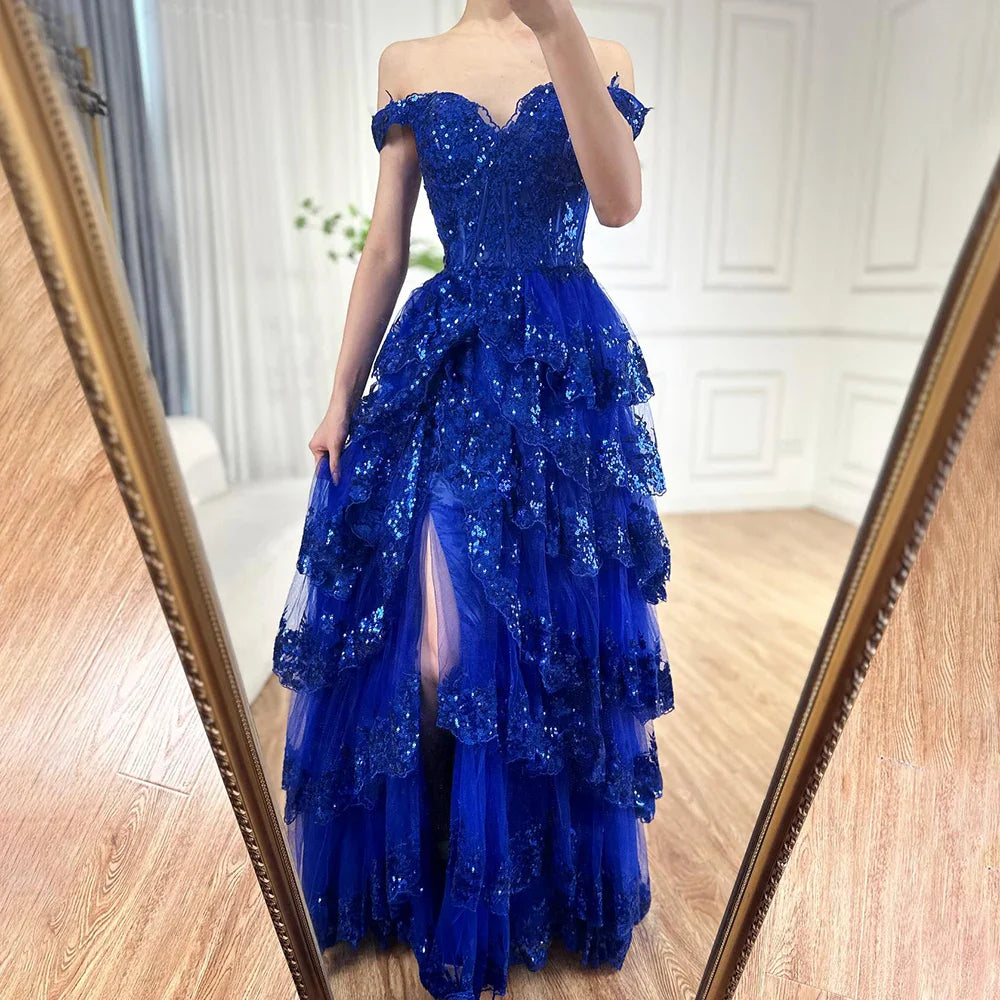 Vestido de noche árabe negro con abertura alta, tirantes finos, corte A, encaje y cuentas, para mujer, para fiesta de boda LA72586 