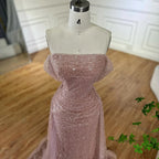 Vestido de noche árabe con cuentas, elegante, color rosa, estilo sirena saudí, para ocasiones formales, LA72204A, 2025 