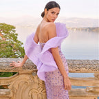Luxury Lilac Long Evening Dress for Women Wedding Party LA71888