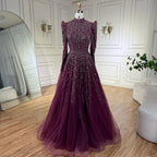 Vestidos de noche de lujo verde salvia de diseñador árabe de Dubái con cuentas, corte A, para mujer, para boda, fiesta, 2025, LA72342 