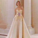 Vestidos de noche beige de lujo con cuentas y mariposas para mujer, elegantes vestidos de fiesta de graduación de satén con escote corazón LA72195