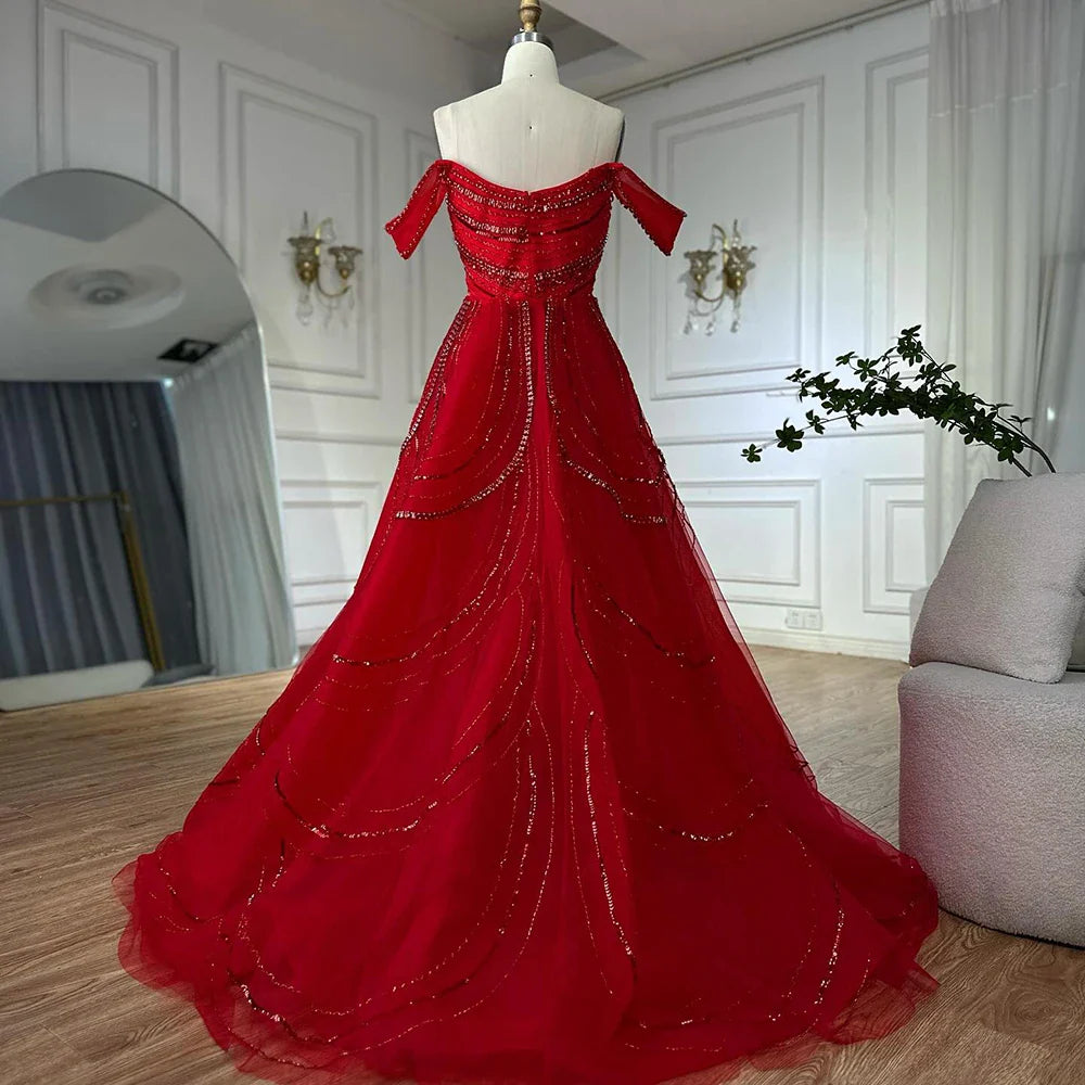 2025 Arabic Pink Mermaid Beaded Evening Gown with Detachable Satin Overskirt for Formal Occasion LA72781