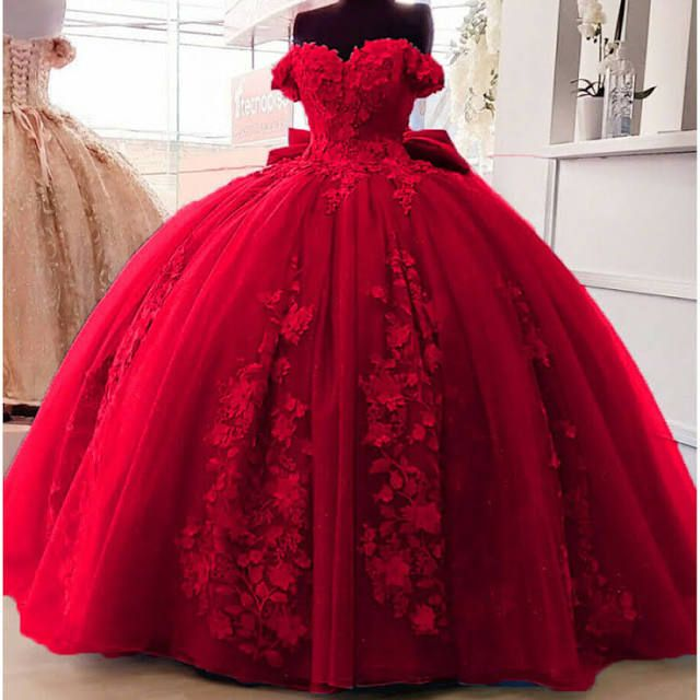 Großen Bogen Floral Blume Spitze Applique Quinceanera Kleider Off Schulter Süße 16 Kleid Ballkleid Y4263