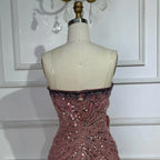 2025 Saudi Arabic Pink Strapless Mermaid Evening Dress with High Split for Formal Occasion LA72480