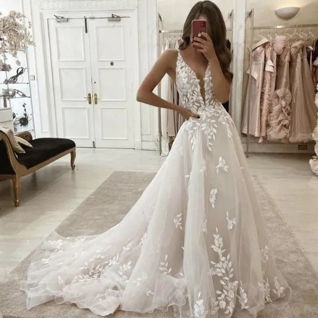 MACDOUGAL Boho Wedding Dress off The Shoulder Vintage Lace Appliques Bride Dresses Vestido De Novia Custom Made For Women-payinti