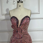 2025 Saudi Arabic Pink Strapless Mermaid Evening Dress with High Split for Formal Occasion LA72480