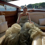 Elegantes Abendkleid in Salbeigrün mit 3D-Blumen in A-Linie LA72913