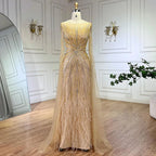 Luxury Lilac Feathers Evening Dresses with Cape Sleeves LA72036