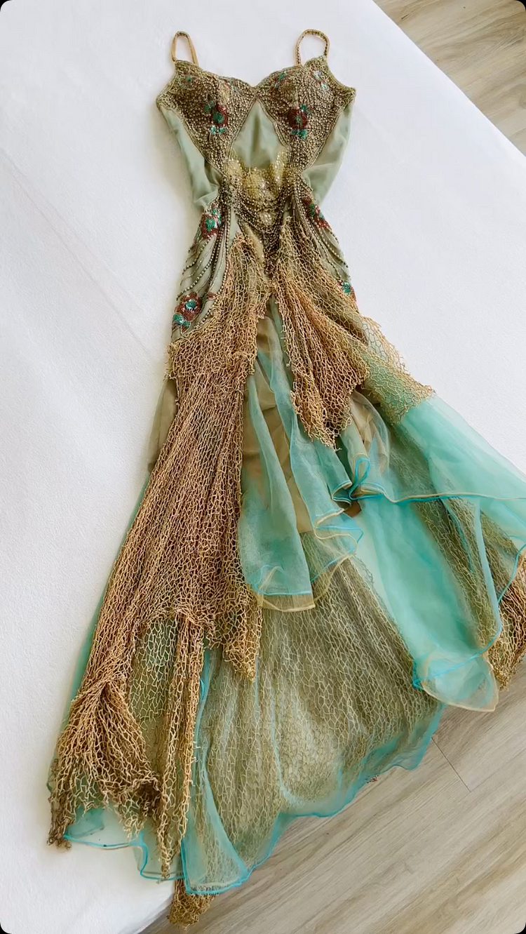 Einzigartiges schulterfreies Chiffon-Tüll-Ballkleid, langes Meerjungfrau-Abendkleid Y8301