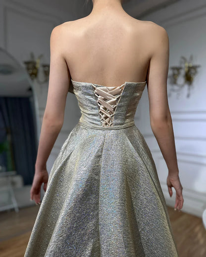 Vestidos de noche elegantes de sirena color champán, 2025, sin mangas, sencillos, para mujer, fiesta, LA70626A 