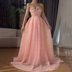 Sleeveless Illusion Tulle Evening Dresses Colored Flowers Pearls Fashion Beach LA6490