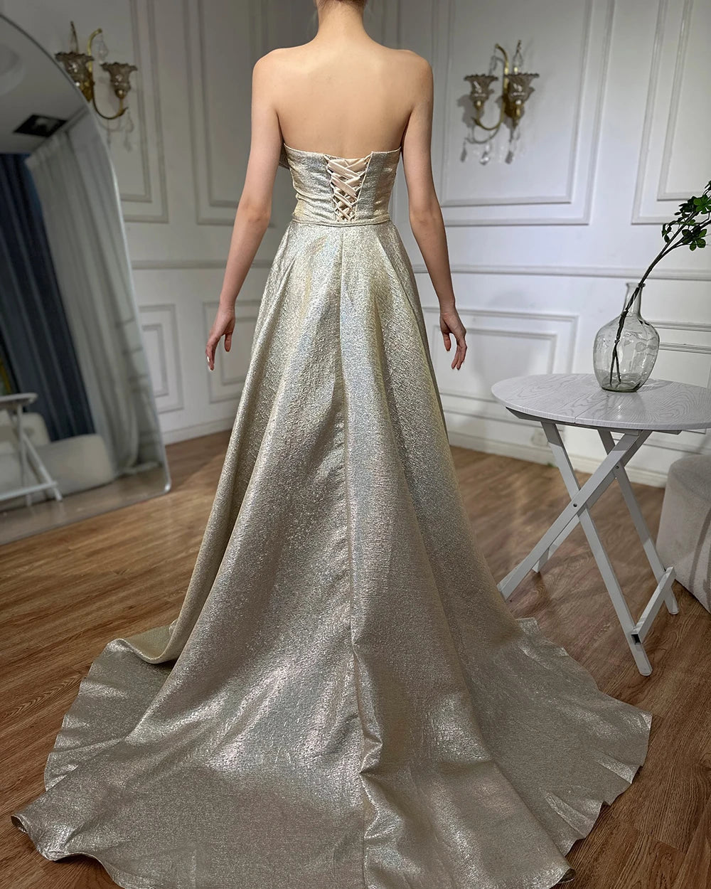 Vestidos de noche elegantes de sirena color champán, 2025, sin mangas, sencillos, para mujer, fiesta, LA70626A 