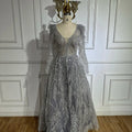 Vestidos de noche largos musulmanes beige con plumas y cuentas, de lujo, estilo Dubái, para mujer, para fiesta de boda, LA72172 