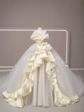 Vestido de novia elegante de tul con vuelo Y2745