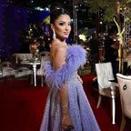 Sexy Off Schulter EINE Linie Feder Perlen Luxus Abendkleider Kleider Für Frauen Arabisch Party 2025 LA71844 