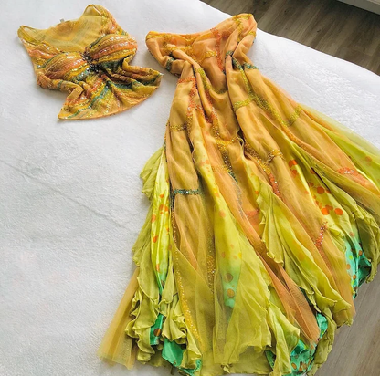 Hübsches V-Ausschnitt Chiffon Pailletten Zweiteiliges Abendkleid Y8299