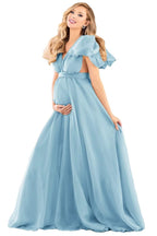 Blue Puffy Tulle Maternity Dresses for Photoshoot SY002