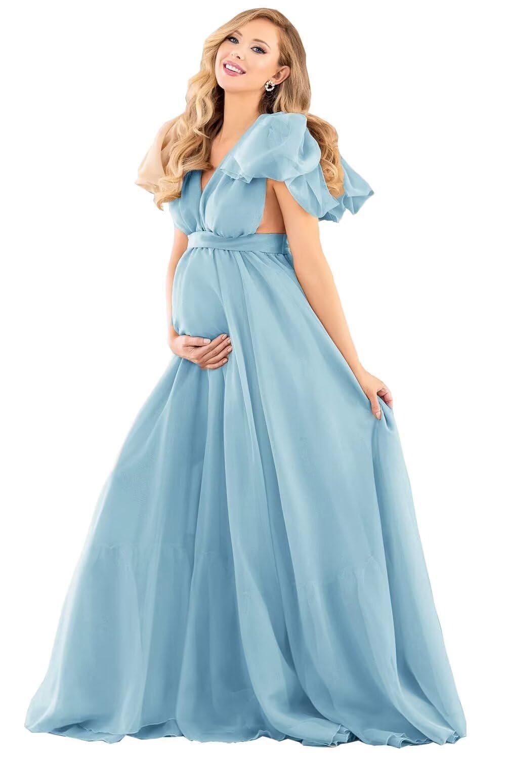 Blue Puffy Tulle Maternity Dresses for Photoshoot SY002