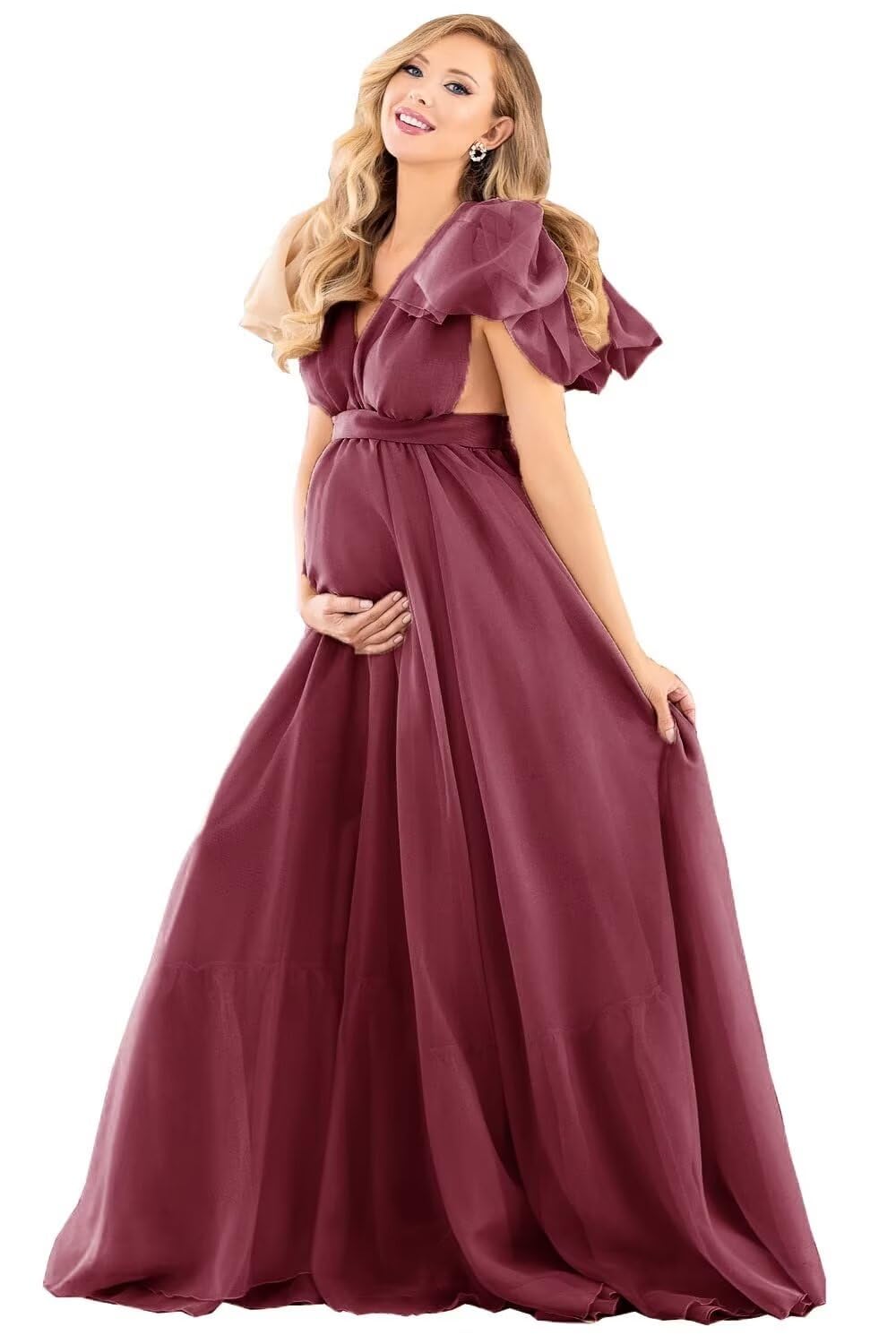 Blue Puffy Tulle Maternity Dresses for Photoshoot SY002