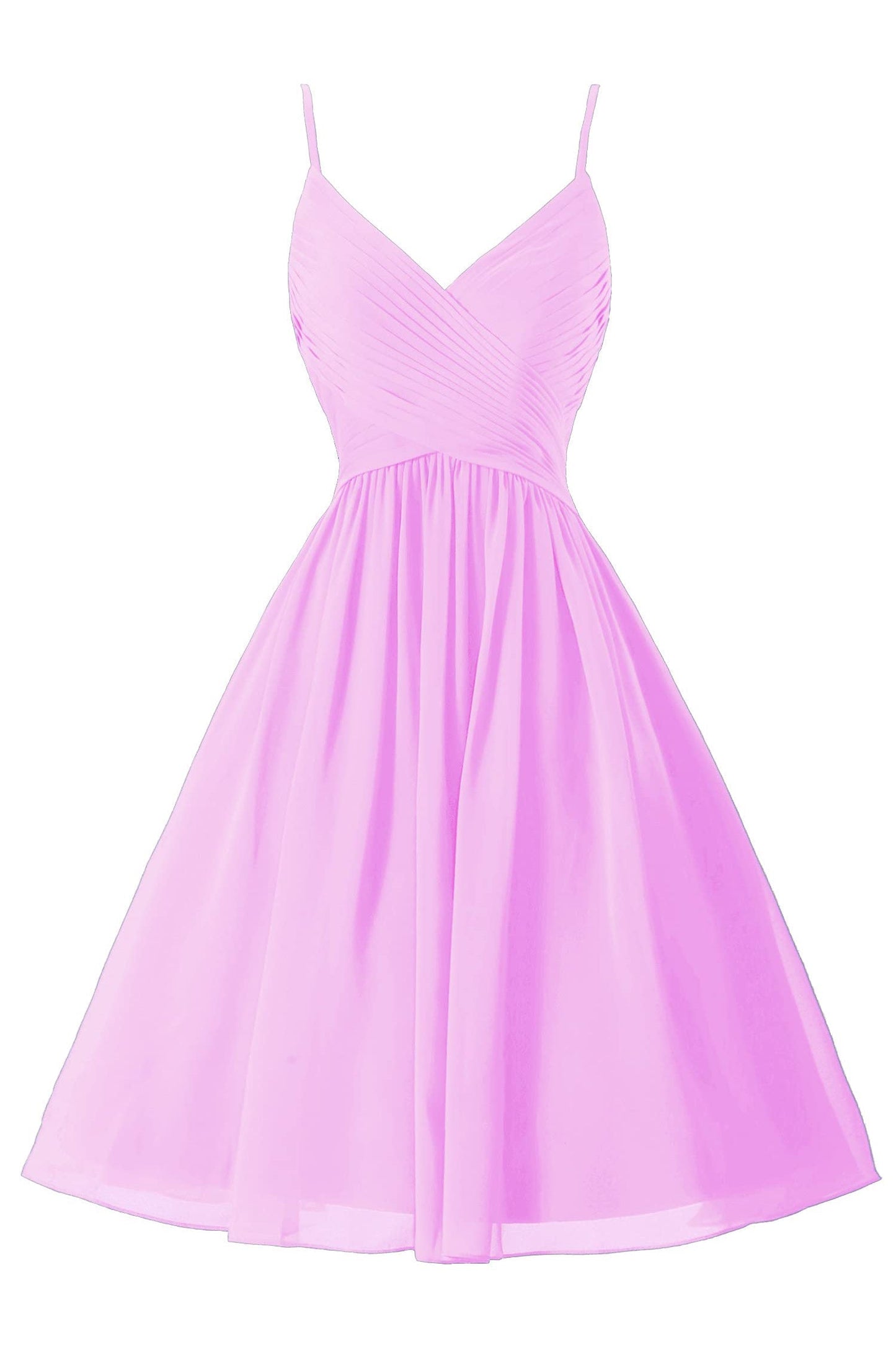 Vestidos de fiesta cortos de gasa con tirantes finos, sin mangas y corte en A, con bolsillos 