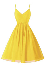 Vestidos de fiesta cortos de gasa con tirantes finos, sin mangas y corte en A, con bolsillos 