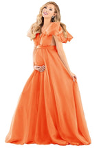 Blue Puffy Tulle Maternity Dresses for Photoshoot SY002