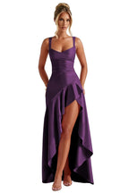 Satin Ruffles Prom Dresses for Teens Hi-Low Aline Cocktail Dresses for Women QA204