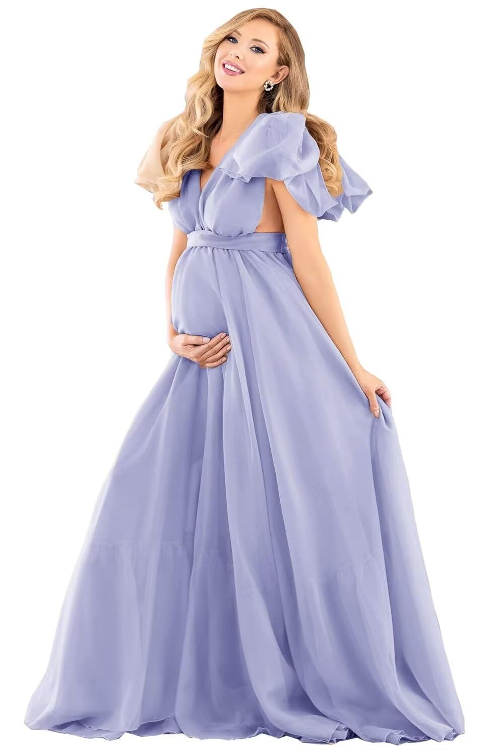 Blue Puffy Tulle Maternity Dresses for Photoshoot SY002