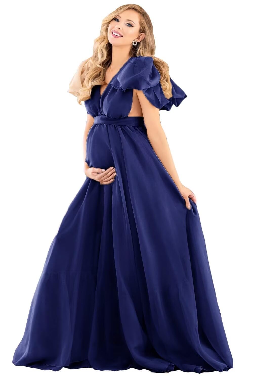 Blue Puffy Tulle Maternity Dresses for Photoshoot SY002