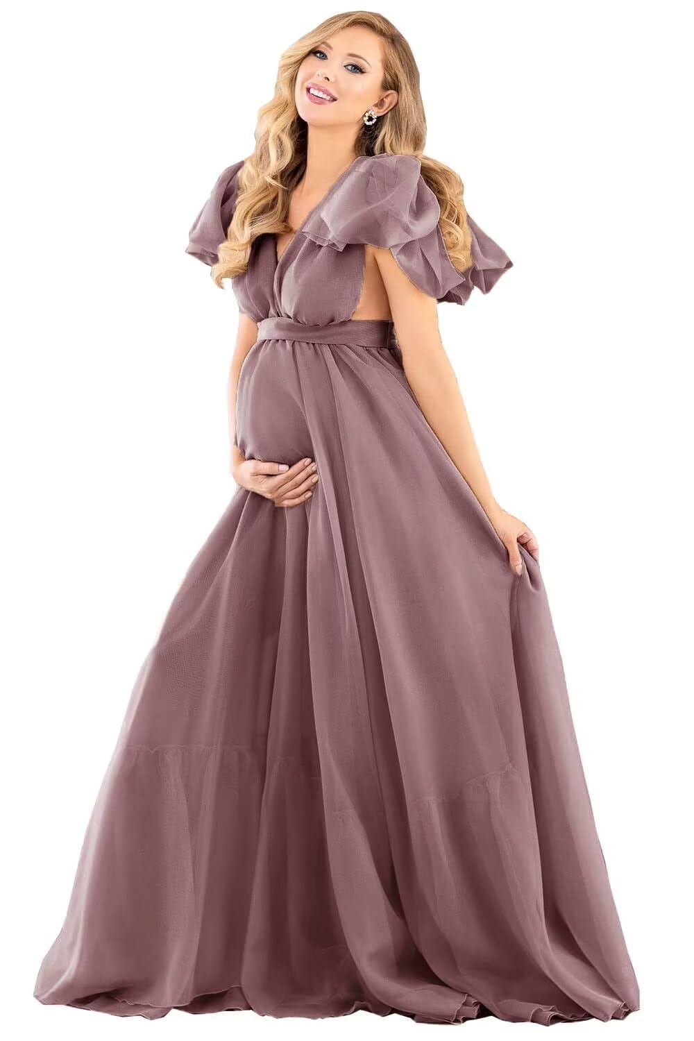 Blue Puffy Tulle Maternity Dresses for Photoshoot SY002