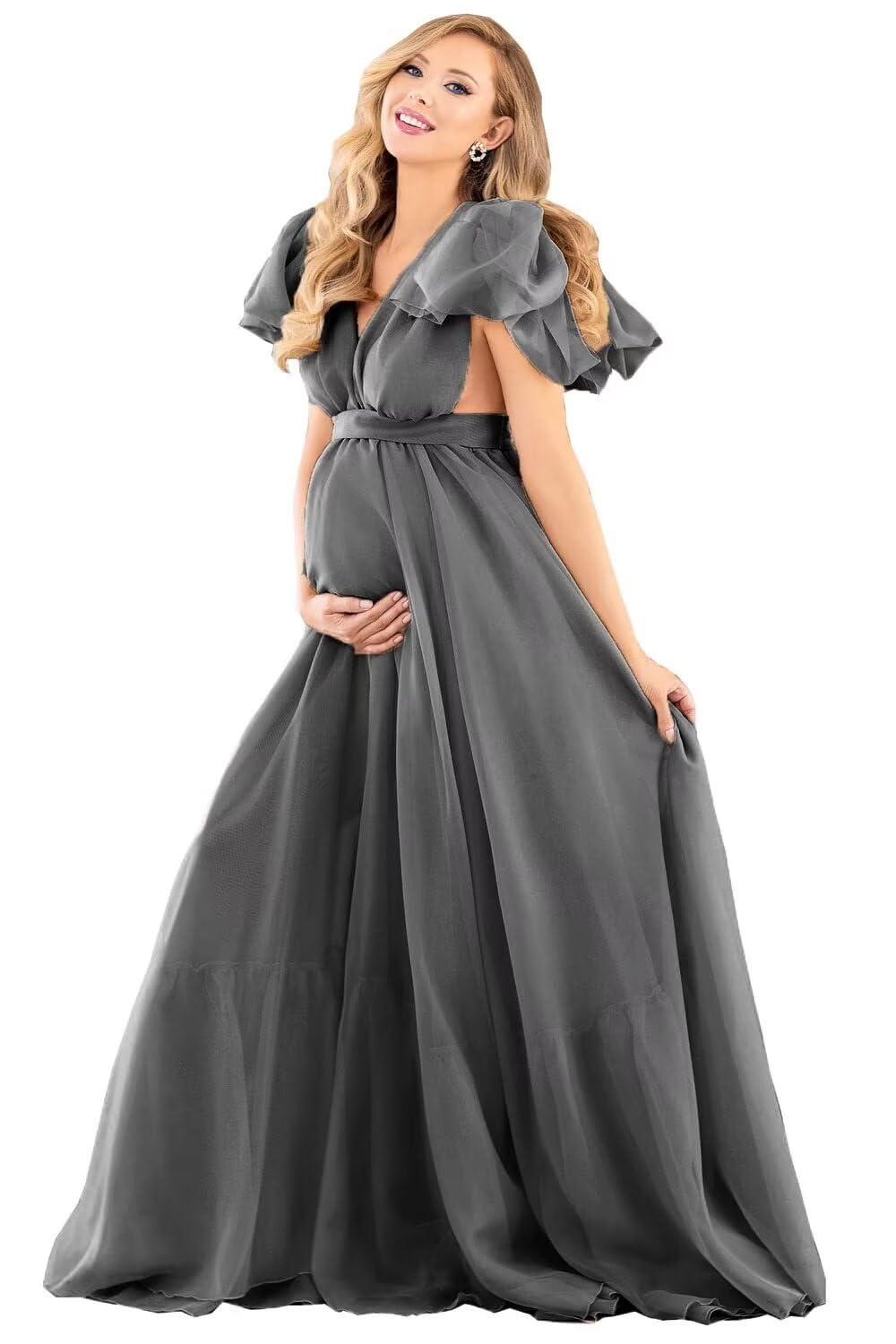 Blue Puffy Tulle Maternity Dresses for Photoshoot SY002