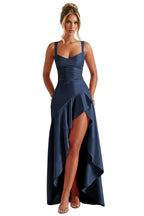 Satin Ruffles Prom Dresses for Teens Hi-Low Aline Cocktail Dresses for Women QA204