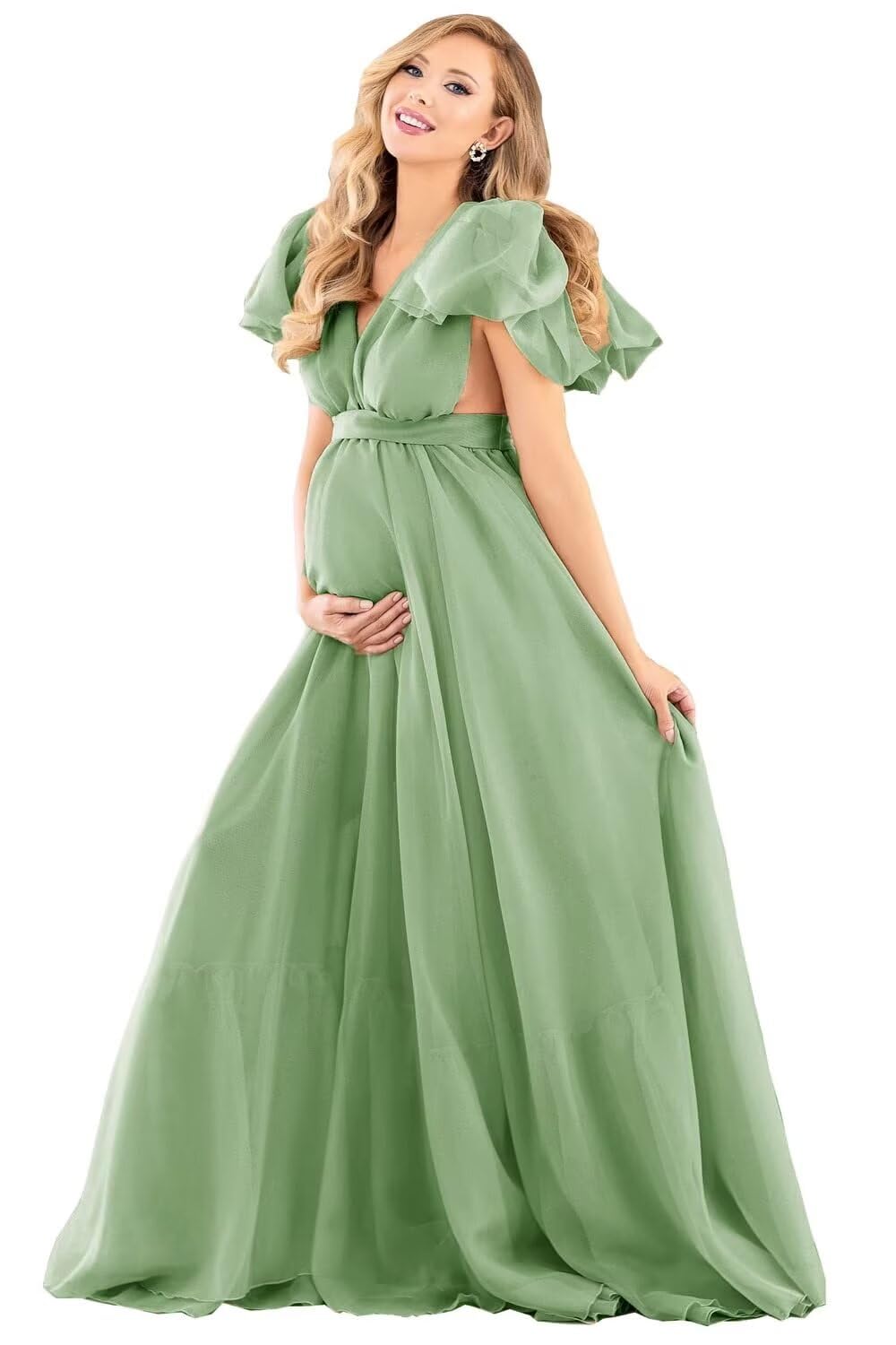 Blue Puffy Tulle Maternity Dresses for Photoshoot SY002