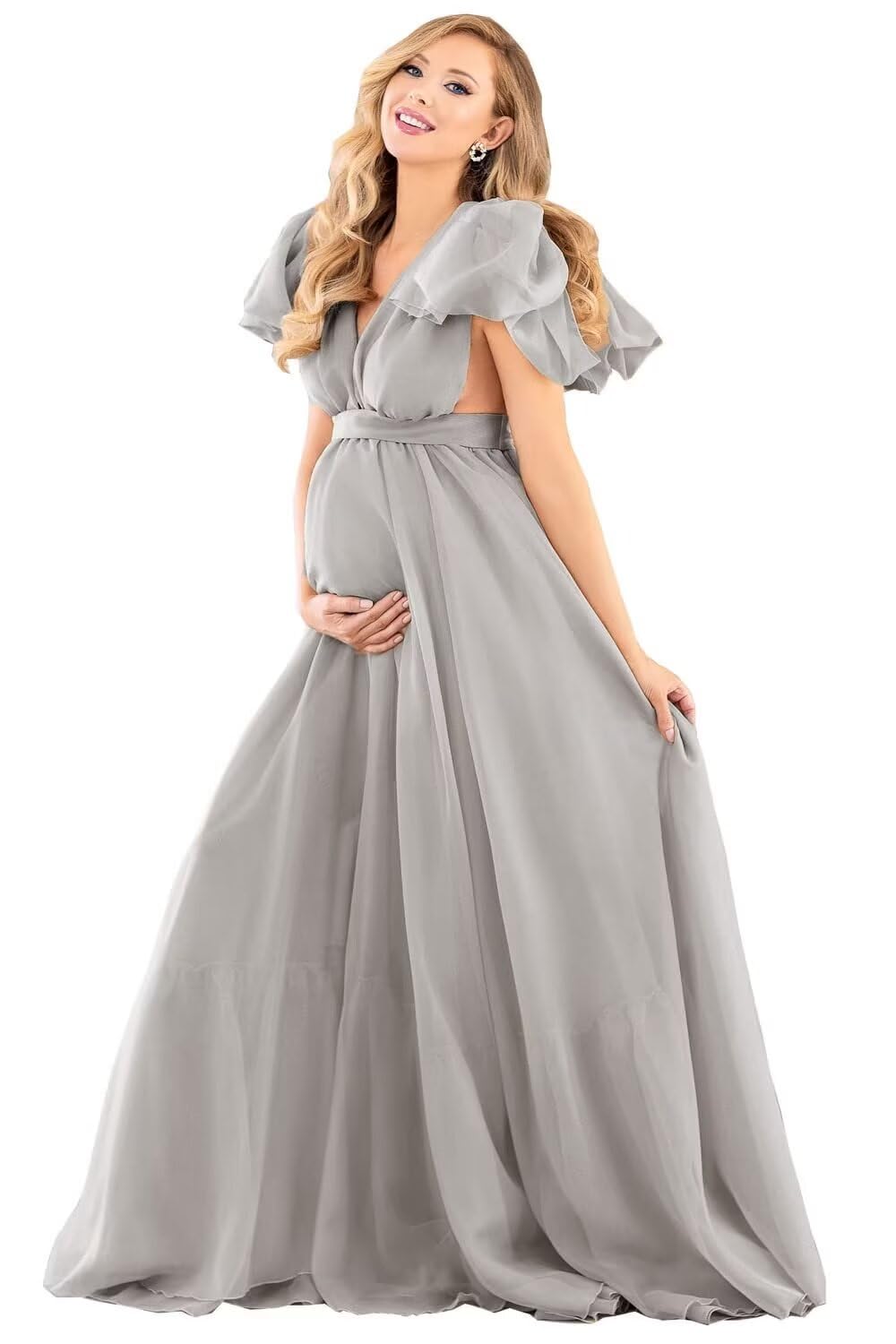 Blue Puffy Tulle Maternity Dresses for Photoshoot SY002