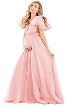 Blue Puffy Tulle Maternity Dresses for Photoshoot SY002